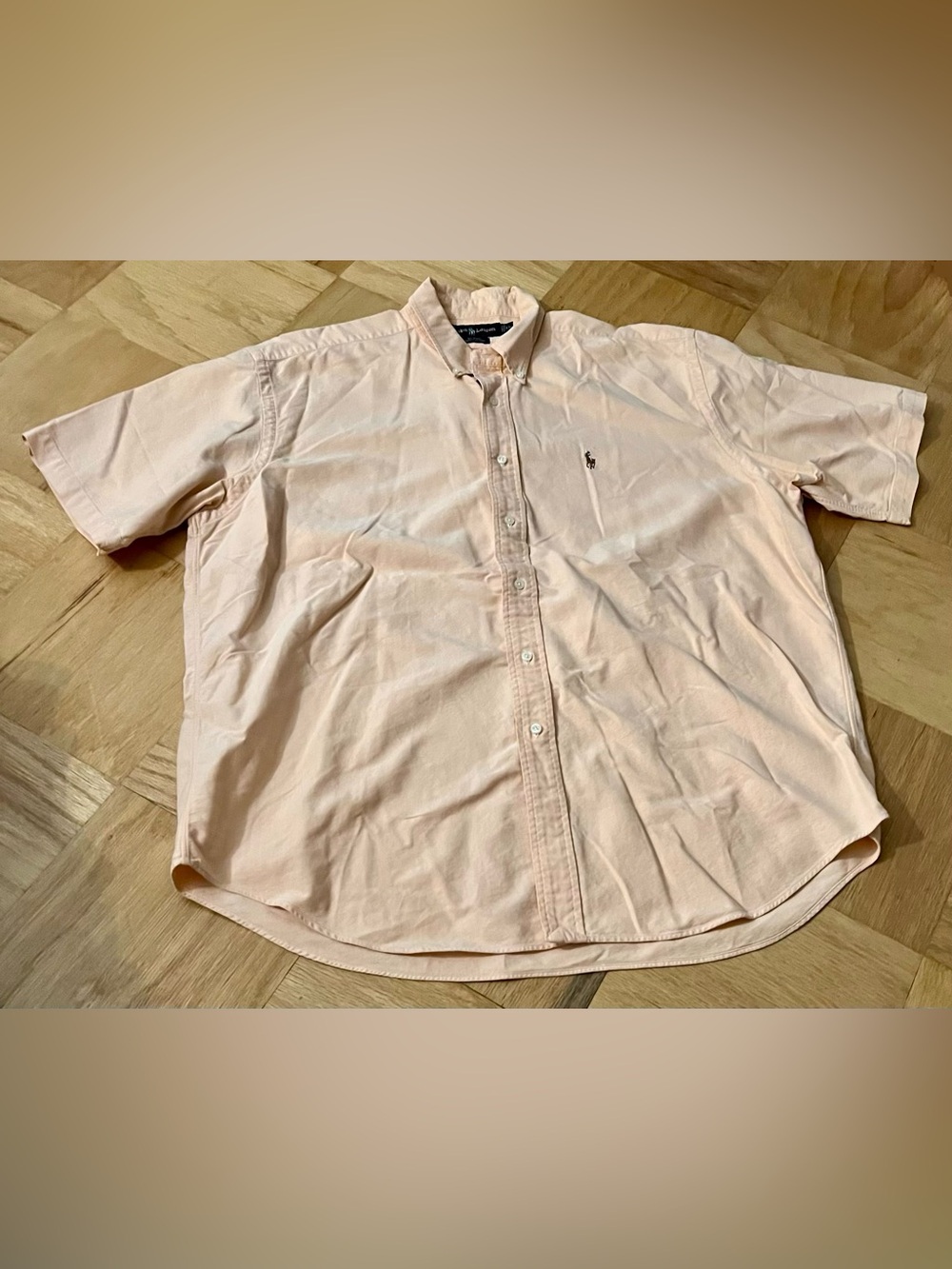 Vintage Ralph Lauren Blake Men’s Peach Short Sleeve Button Down Cotton Shirt XL